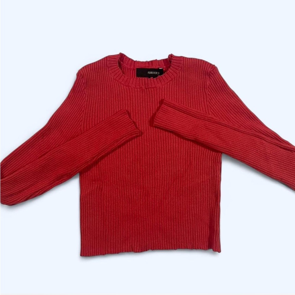 Red Ribbed Women's Sweater